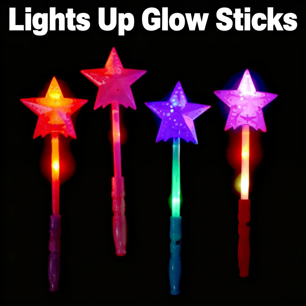 8개입 속이 빈 별 모양 발광봉 만화 선물 어둠 속에서 빛나는 발광 장난감 라이트업 완드 LED 플래싱 라이트