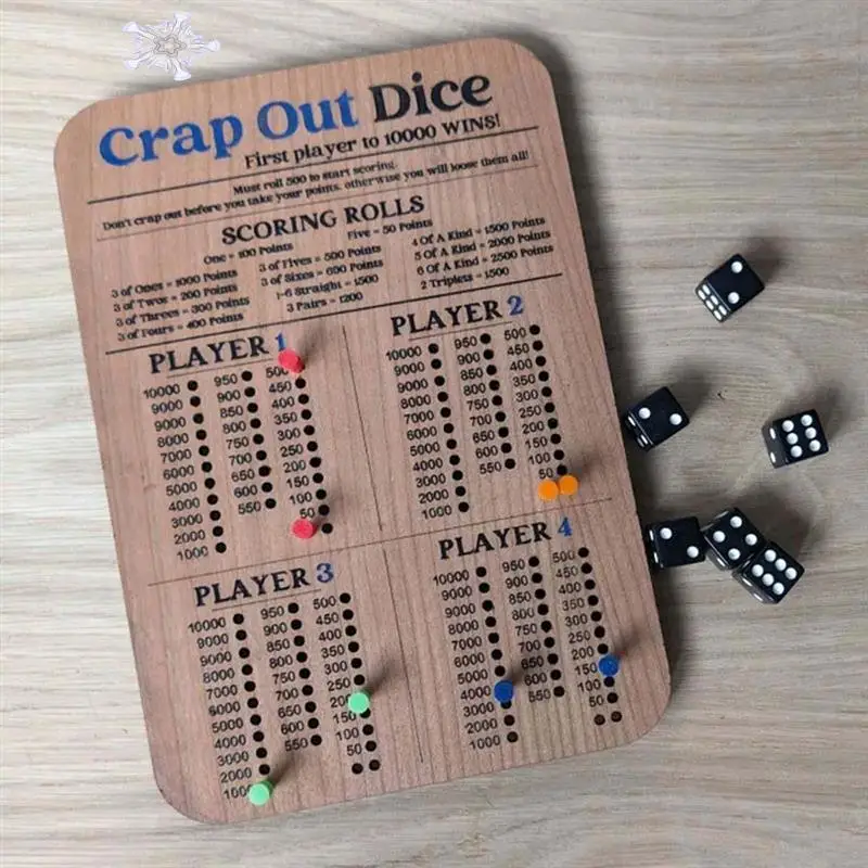 

2PCS Dice Score Board Wood Dice Score Pad Classic Dice Game Wooden Dice Tray For Familyparty Travel Game