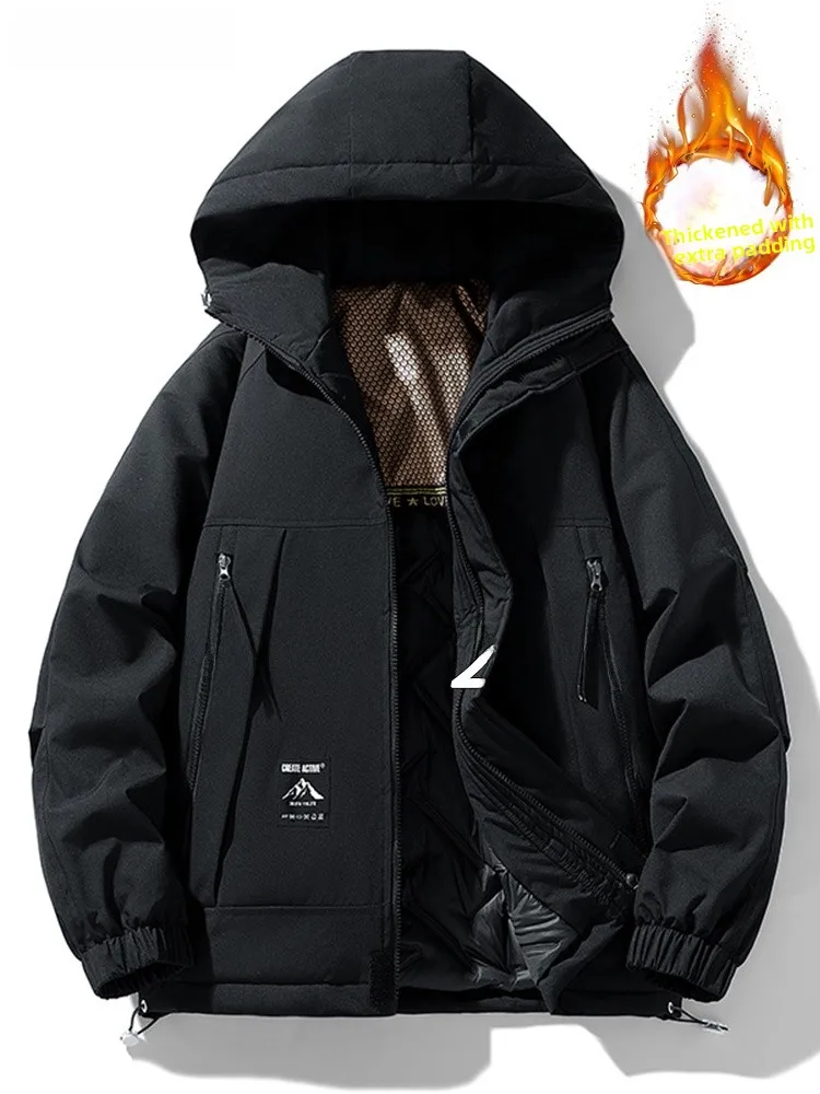 

Модная мужская зимняя утепленная хлопковая куртка большого размера с капюшоном, ветрозащитная, в городском стиле, с длинными рукавами, на молнии