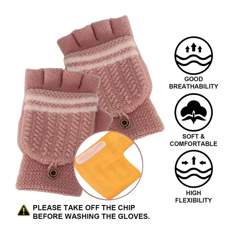 Usb Heated Gloves For Men And Women, Winter Reversible Heated Fingerless Gloves For Typing And Outdoor Use image 5