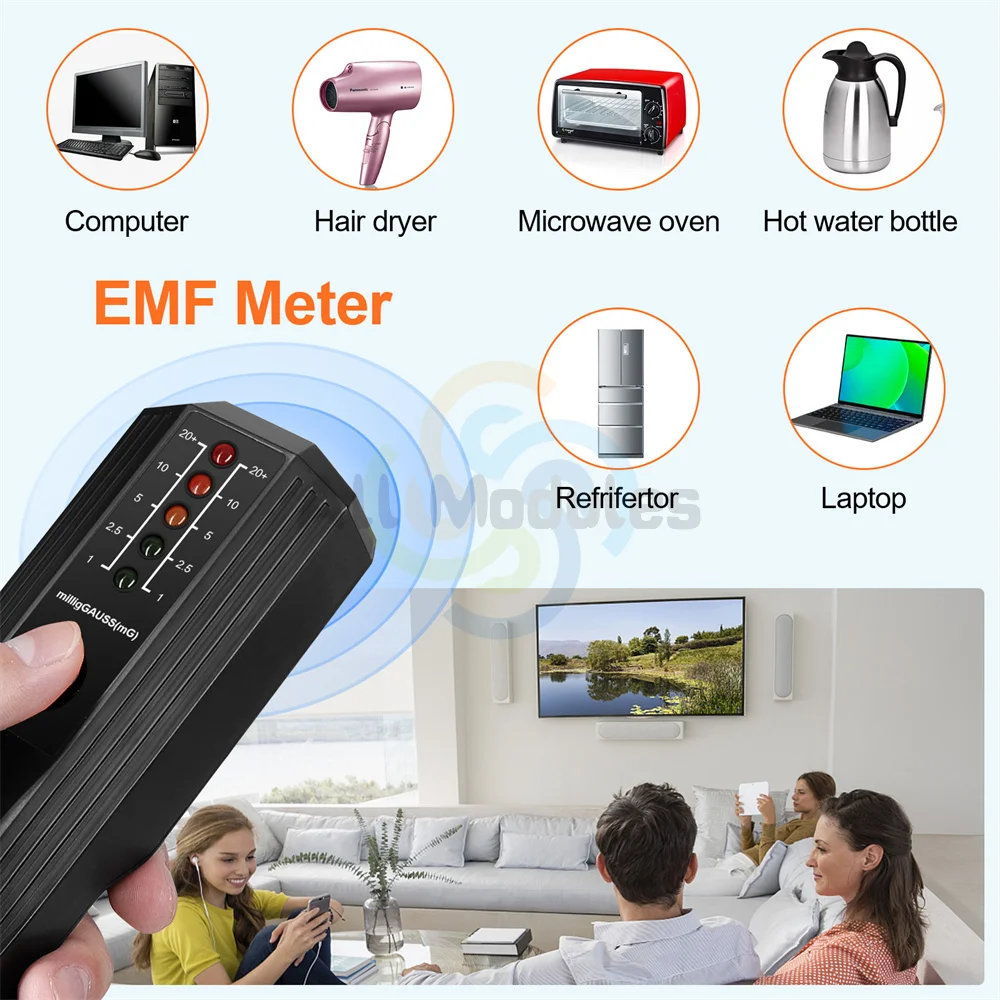 5 LED EMF Meter Magnetic Field Detector Ghost Hunting Paranormal Equipment Tester Counter for Office Outdoor