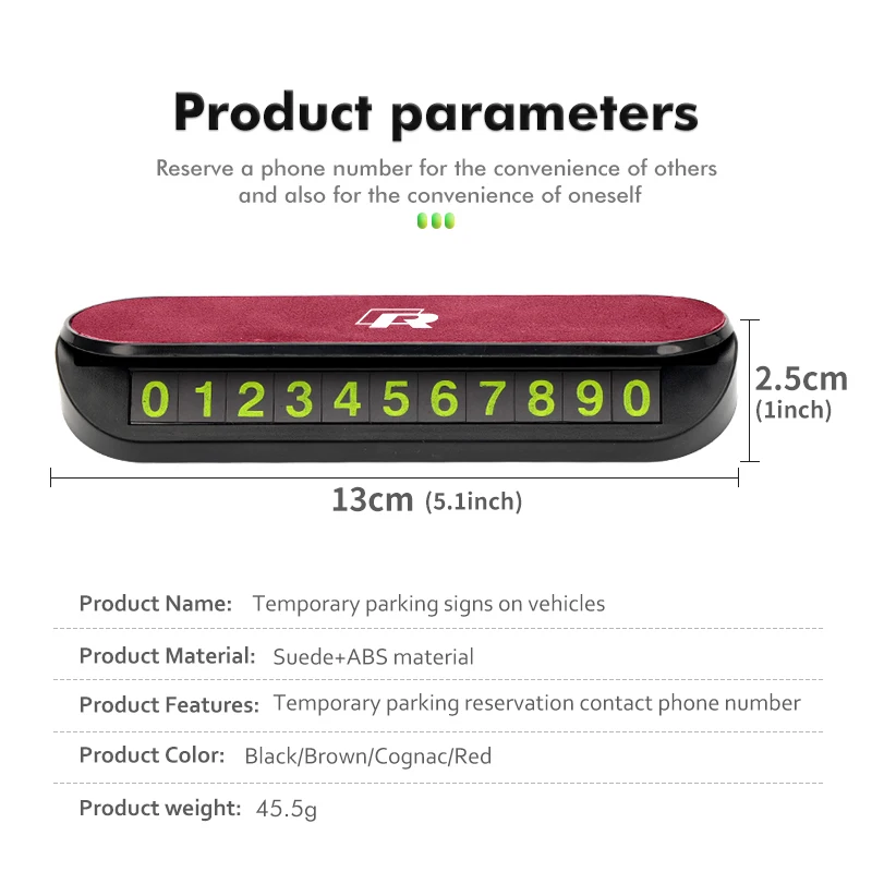 Suede Car Phone Number Plate Temporary Parking Card Stop Sign For Volkswagen VW Golf Polo 4 5 6 Passat B5 B6 B7 CC Jetta Tiguan - view 6
