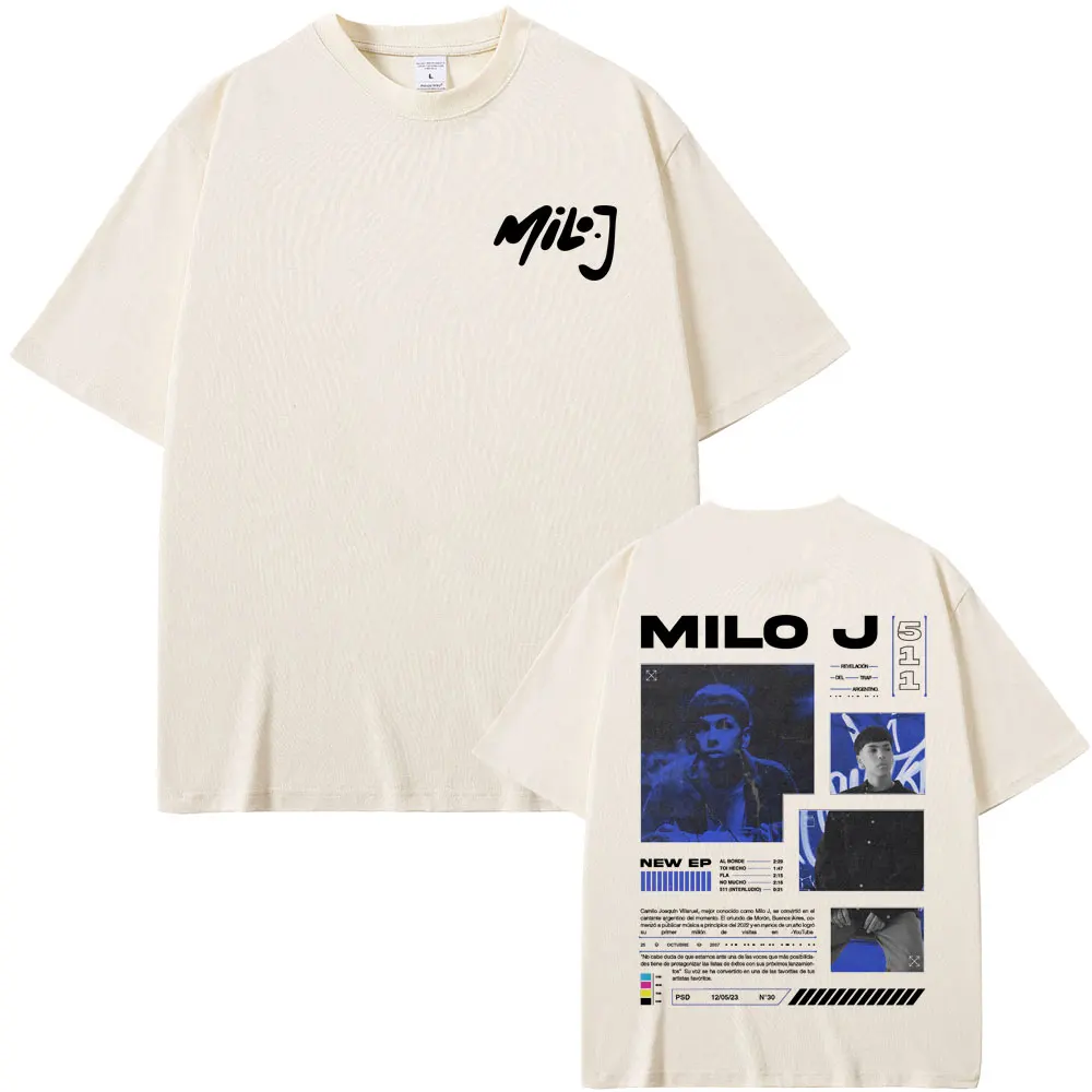 Rapper Milo J 511 Album Double Sided Print T Shirt Men Women Fashion Hip Hop T-shirt Men\'s Vintage Oversized Tshirt Streetwear