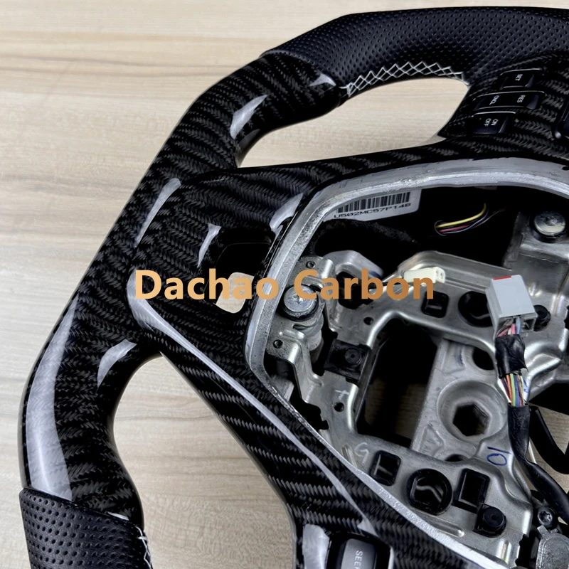 Real Glossy Black Carbon Fiber Steering Wheel For FORD EXPLORER 2011 2012 2013 2014 Perforated Leather No Paddles Custom Style