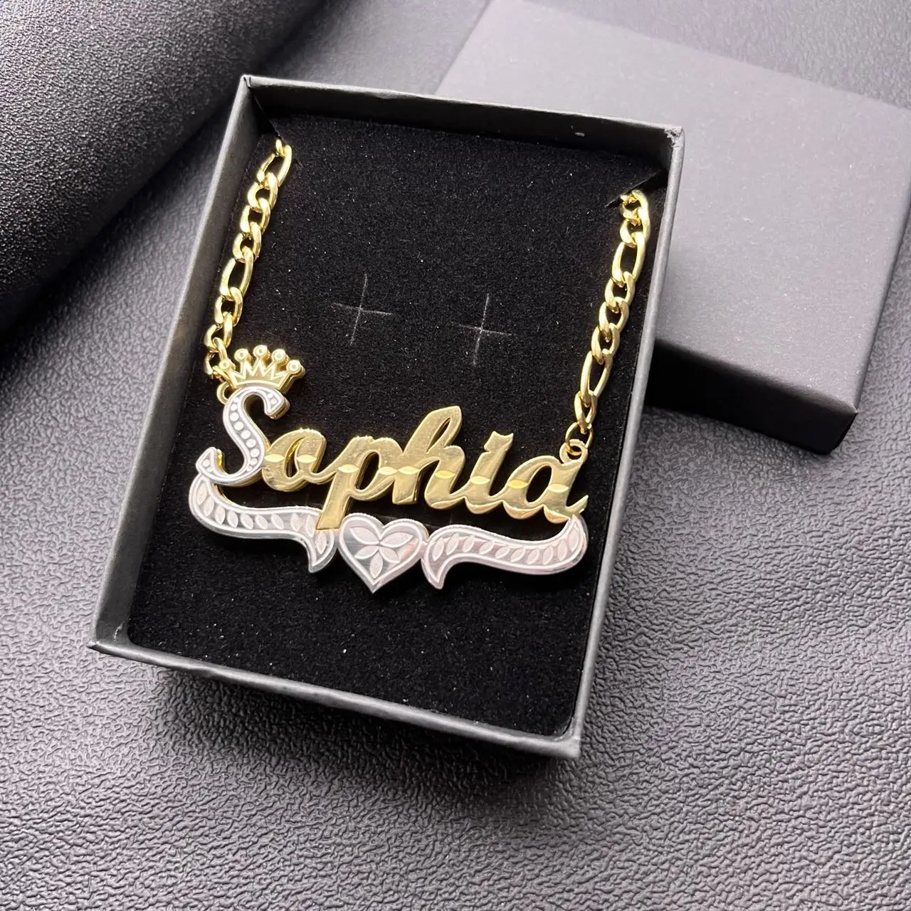 

Double Plated Nameplate Necklace Custom Name Necklace Gold Silver Two Tone Name Necklace Personalized Necklace Stainless Steel