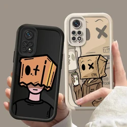 Note11 Cartoon Box Man Silicone Case For Xiaomi Redmi Note 10 10S 11 11S 7S 8 9 9S Pro Max 4G 5G Redmi 9A 9AT 9T 9C Square Cover