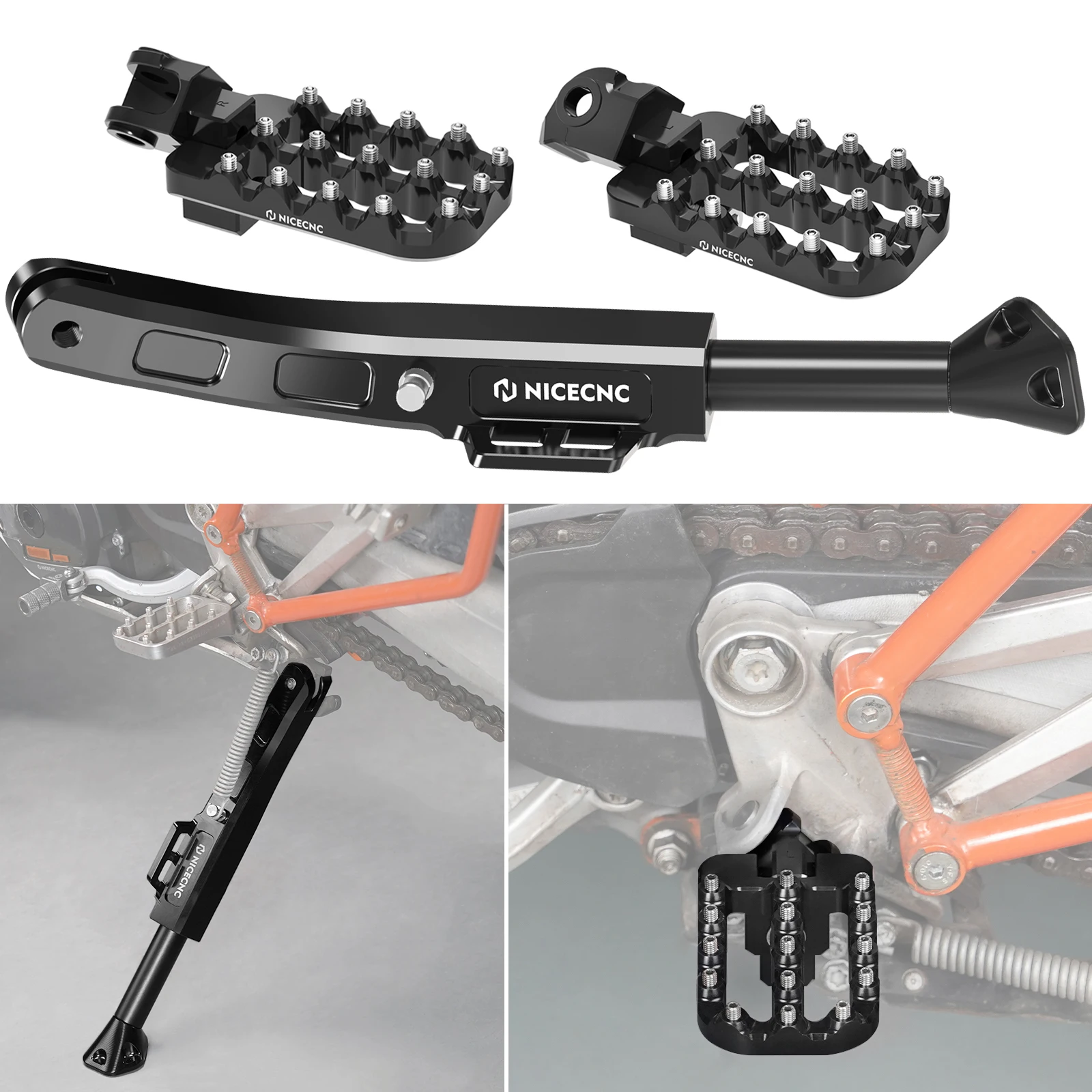 

Adjustable Motorcycle Kickstand/20mm Lowered Footpeg Footrests for KTM 690 Enduro R 690 SMC R 690 SMCR 2008-2021 2022 2023 2024