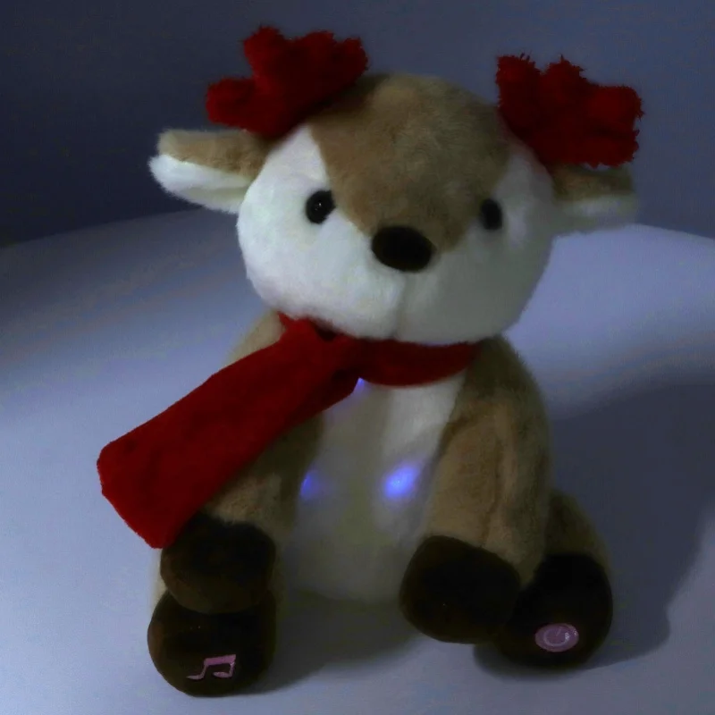 ตุ๊กตาเรนเดียร์มีไฟ นุ่มนิ่ม ปลอดภัยต่อผิว สไตล์ทันสมัย เหมาะสำหรับวางบนโต๊ะข้างเตียง