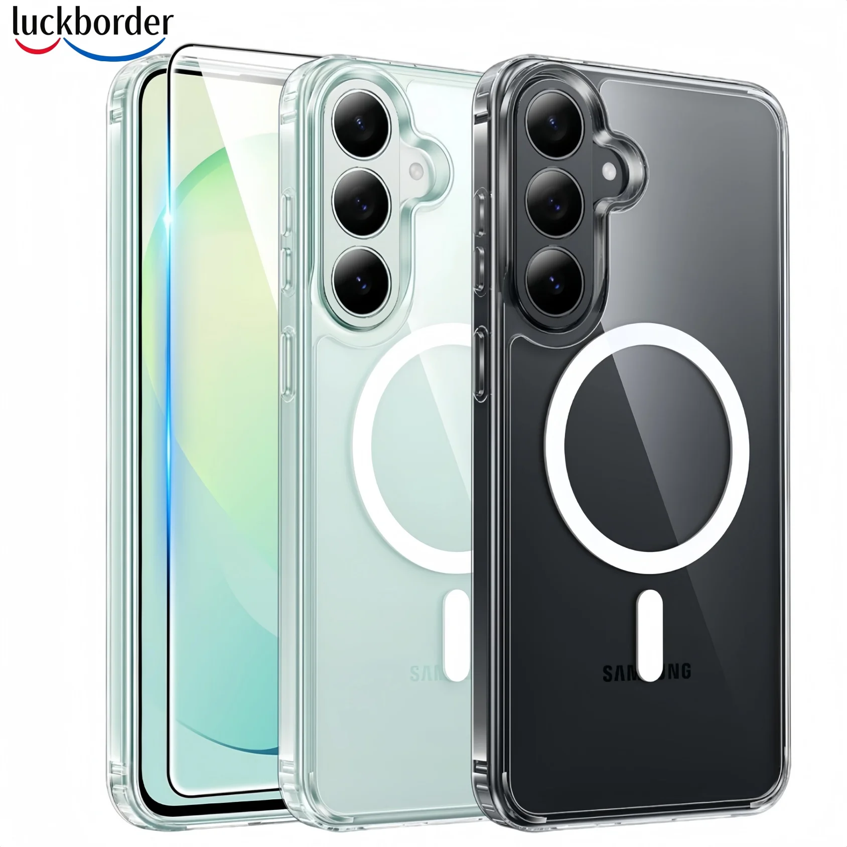 With Screen Protector Transparent TPU With  Magnetic Case for Samsung Galaxy A18/A57/A37/A27/A17/A56/A36/A16/A55/A35/A54-Clear