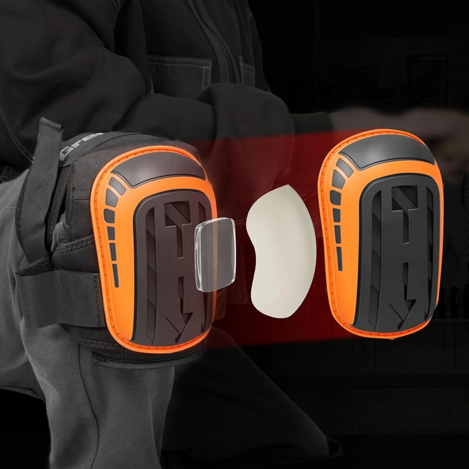 2PCS Extended‑Length Industrial Knee Pads, Thickened & Anti‑Slip. Suitable for construction sites, gardening, yards, renovation