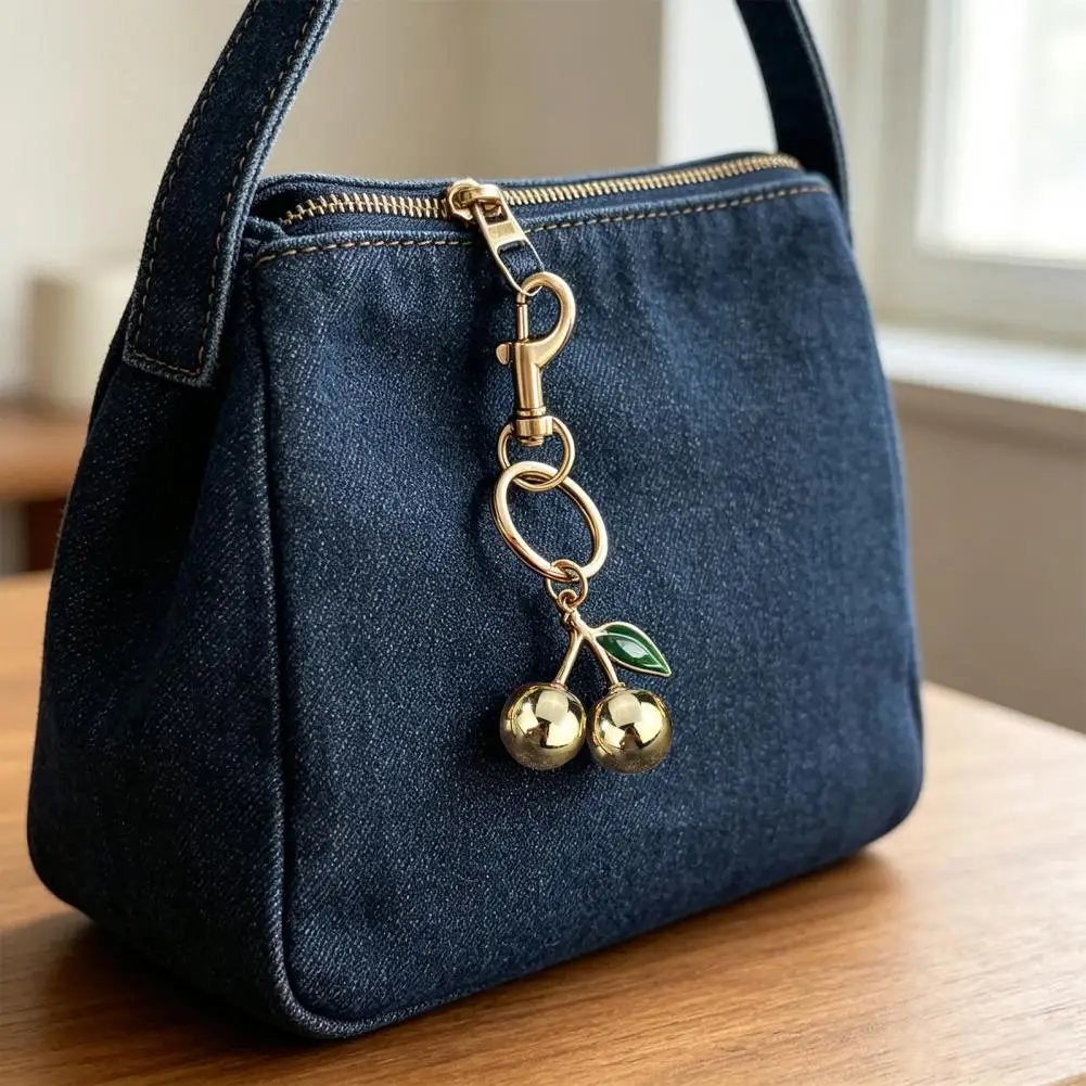 Decorative Handbag Pendant Alloy Cherry Keychain for Backpacks Fruit Shape Car Key Ring Holder Decorative Handbag for Women