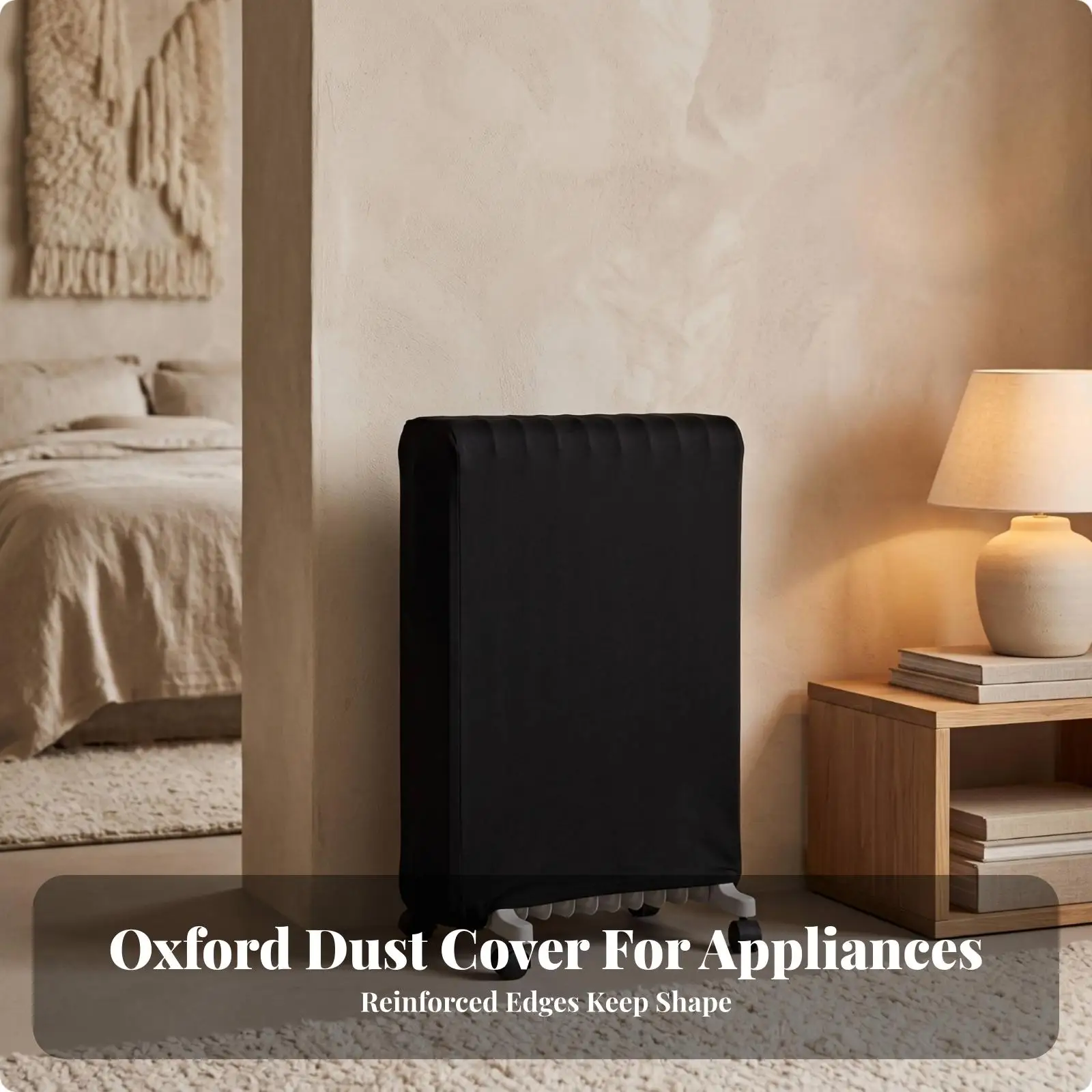 Black Milk Silk Heater Cover for Radiator Full Coverage Dust Proof Protector with Drawstring Fit Large Oil Filled Heater