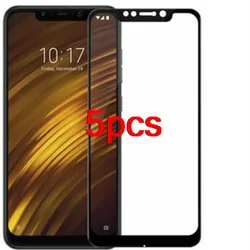 5pcs for xiaomi pocophone f1 tempered glass full cover screen protector film guard on for poco f1 phone glass protective film