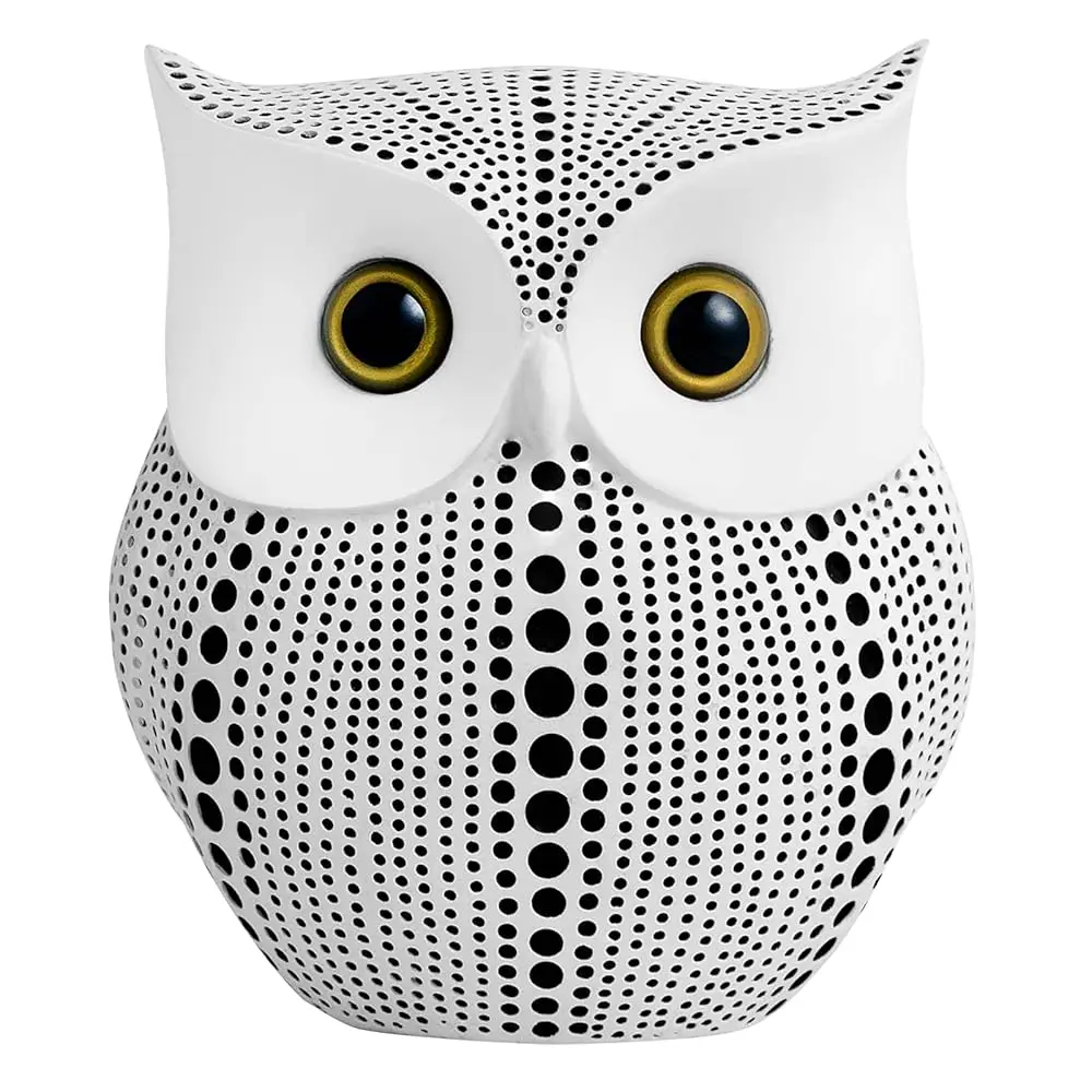 

Owl Statue For Home Decor Accents Office Decoration, Handmade Polka Dots Buhos Modern Bird Figurine For Indoor Book Shelf