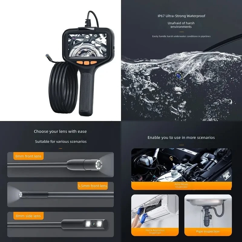 High Definition Handheld Portable Car Detector with Screen and 8mm Lens Pipe for Industrial for 5.5mm