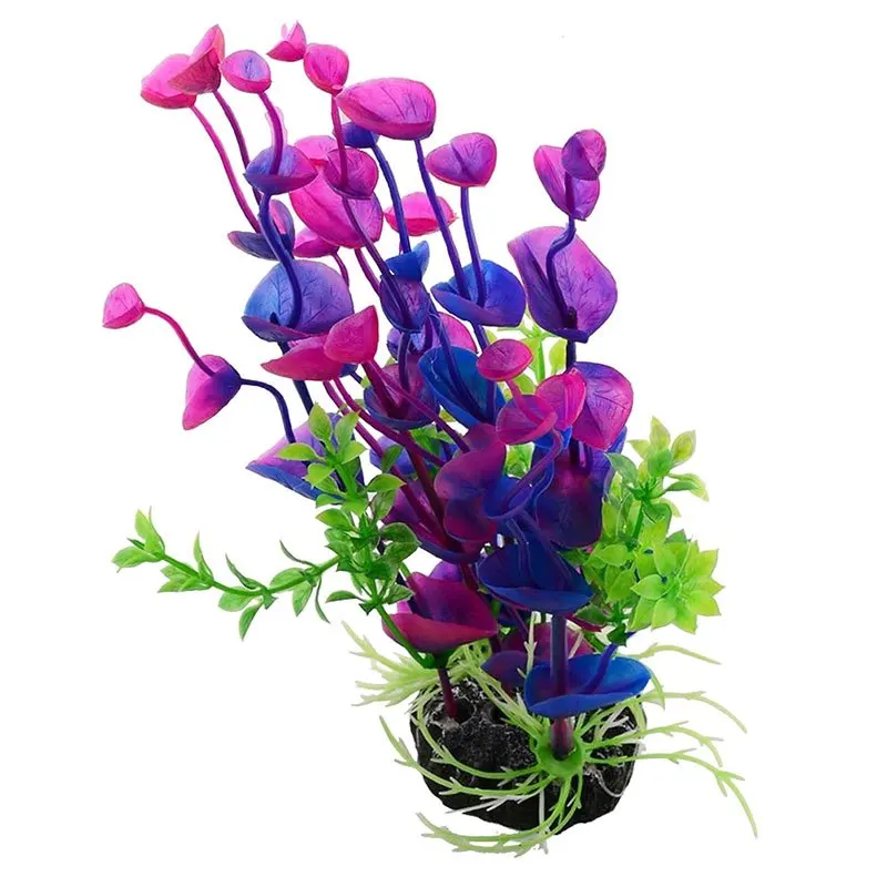 Lila Blume Künstliche Gefälschte Kunststoff Pflanze Künstliche Aquarium Pflanze Aquarium Zubehör Dekoration Ornament Unterwasser Pflanze – Detail 6