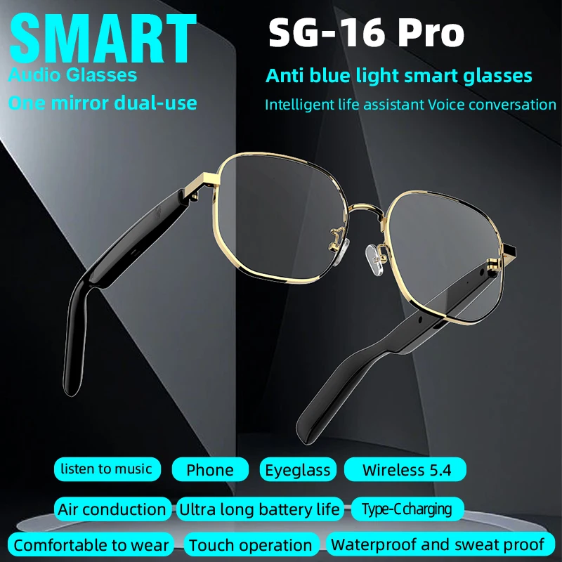 Kacamata Pintar Fashion Baru Headphone Kacamata Hitam 5.4 Bluetooth Nirkabel Nikmati Musik Panggilan Bebas Genggam Kacamata Olahraga Luar Ruangan