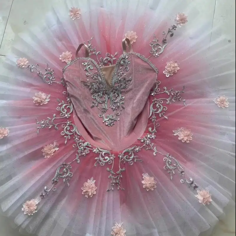 

Женское профессиональное балетное платье-пачка с цветочным узором для взрослых и детей, женское платье принцессы, блин, лебединое озеро, танцевальный костюм балерины