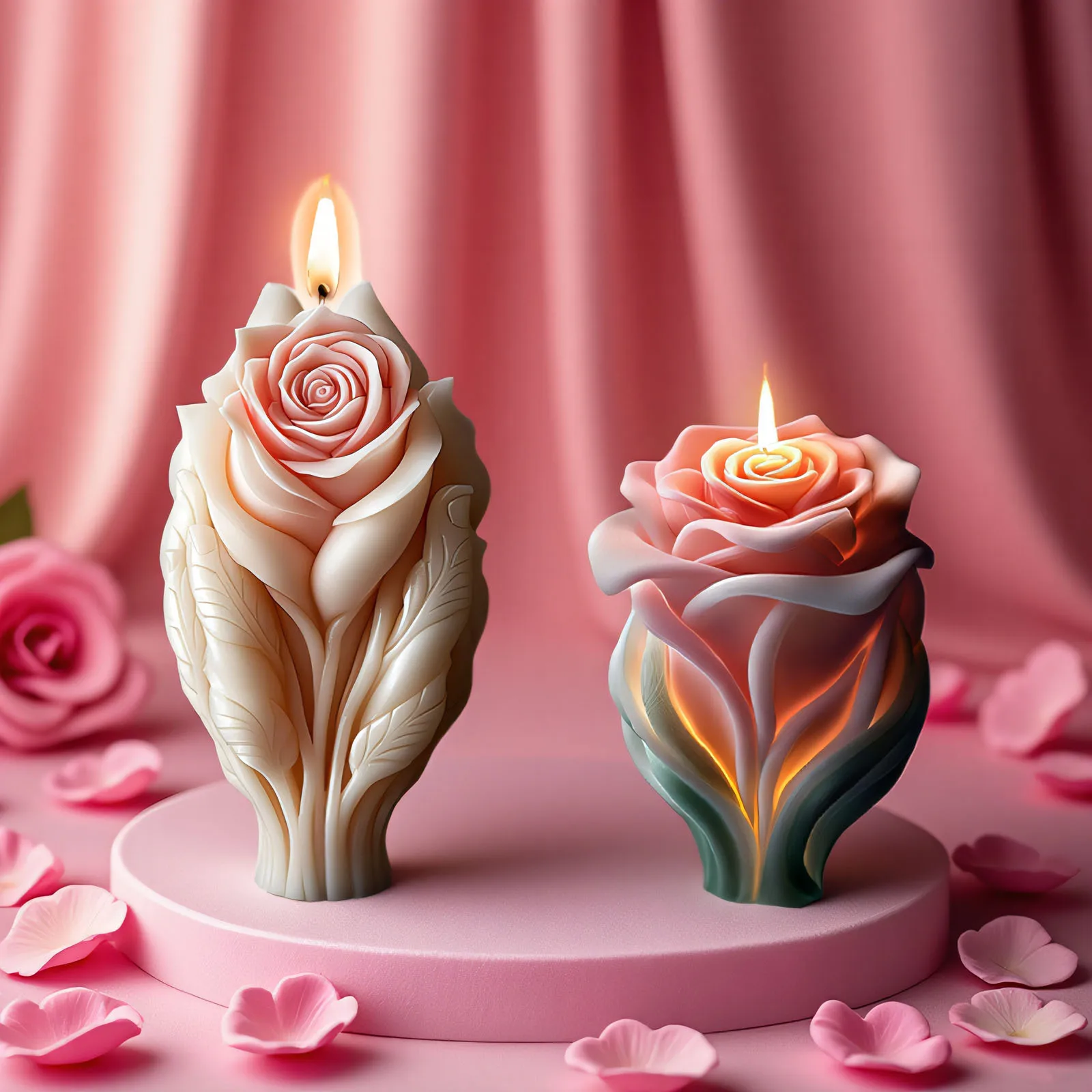 

DIY Rose Love Aromatherapy Candle Silicone Mold Handmade Resin Plaster Ornament Mould Valentine's Day Candle Making Supplies