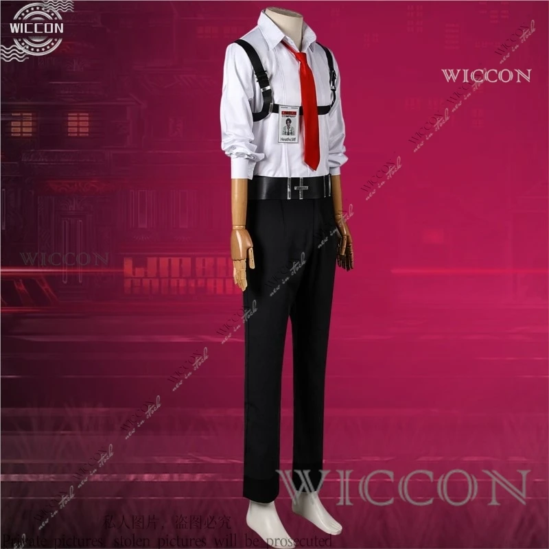 REVENGE Cosplay Costume Wig Limbus Company Heathcliff Role Play Halloween Party Woman Man Shirt Pants Belt Necktie Breastpin