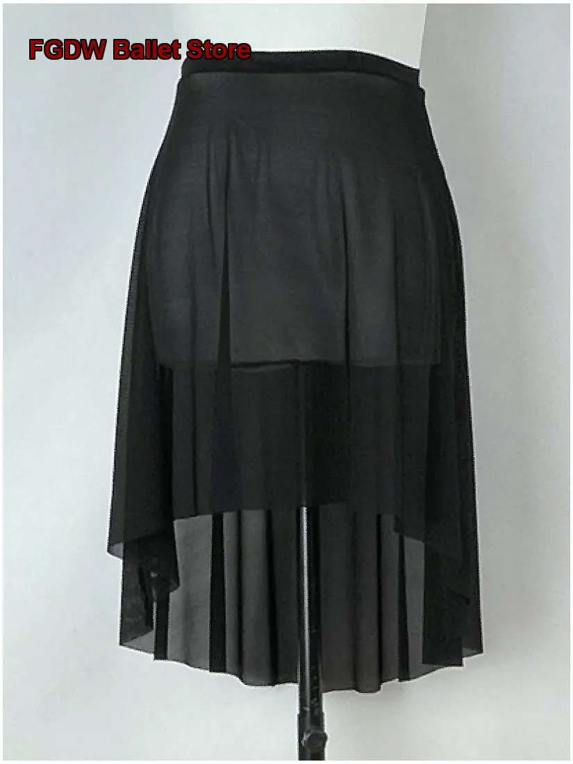 Women's Black Mesh Half Skirt Ruffled Waist Elastic Waist Modern Dance Basic Training