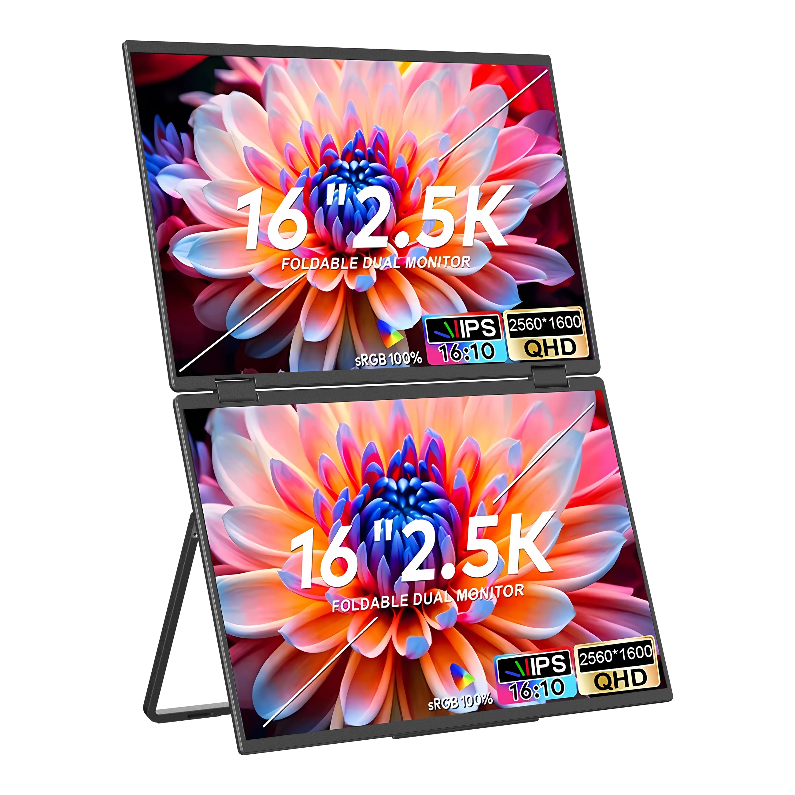 

Портативный монитор Sibolan 16 дюймов, 2,5 карата, 1600p, двойной экран, 100% вращение SRGB HDR, складной дизайн, универсальное решение