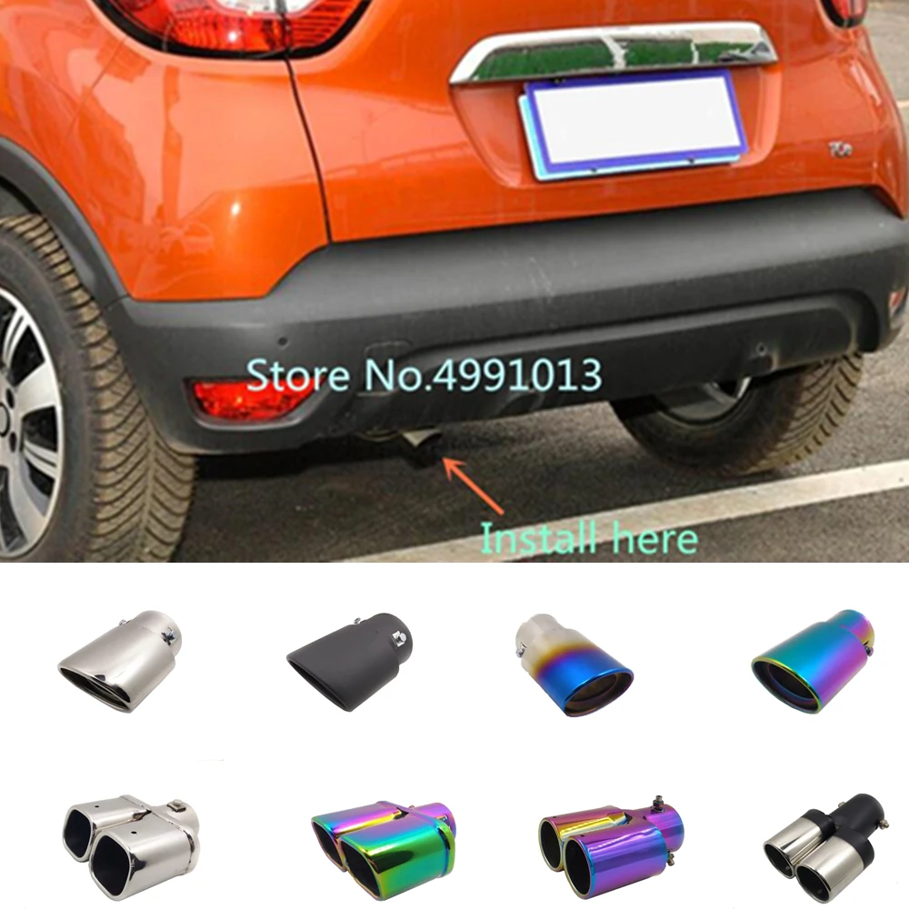 

For Renault Captur 2015 2016 2017 2018 Car Cover Muffler Exterior End Pipe Dedicate Stainless Steel Exhaust Tip Tail Outlet 1pcs