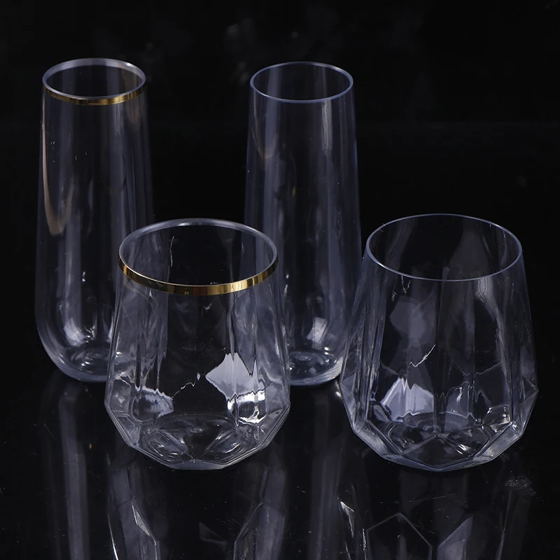 9/12OZ Plastic Champagne Flutes Stemless Plastic Glasses Toasting Glasses Drinkware For Party Wedding Birthday【Homeclub】
