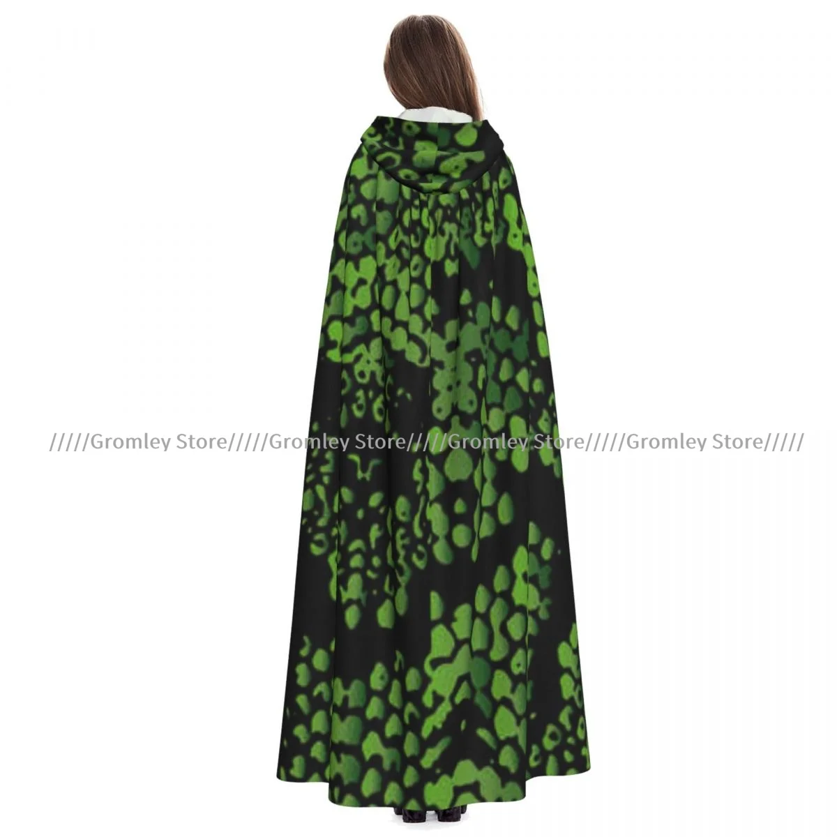 

Unisex Halloween Cloak Snake Animal Texture Cape Hooded Medieval Costume Witch Wicca Vampire