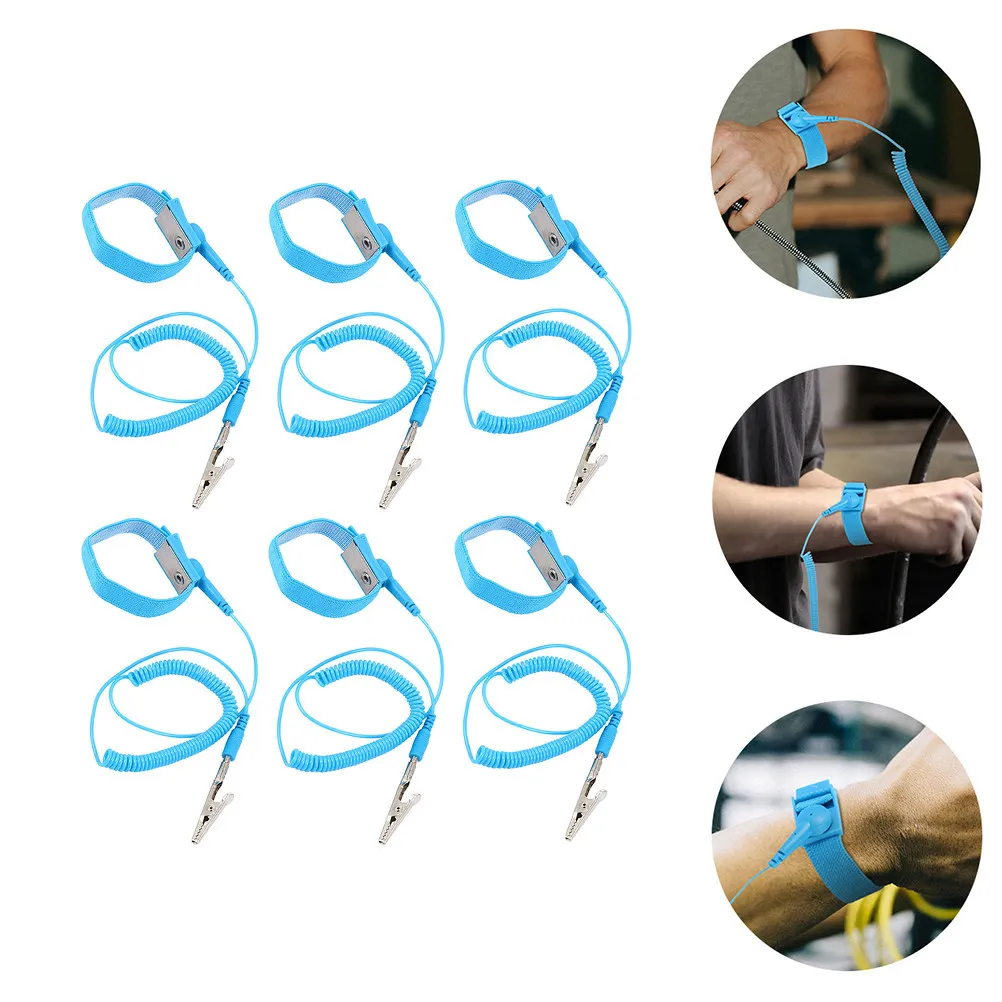 

6Pcs Adjustable Anti Static Wrist Strap 18M Long Esd Grounding Strap for Pc Repair Electronic Maintenance Tools Kit