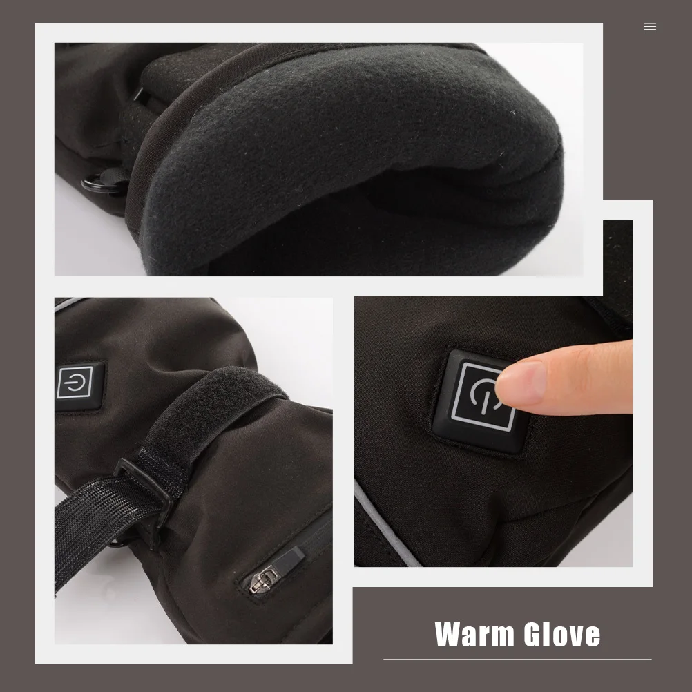 

1 Pair Of Thickened Electric Heated Gloves 3- Control Adjustable Strap Warm Winter Skiing Cycling Outdoor Gloves