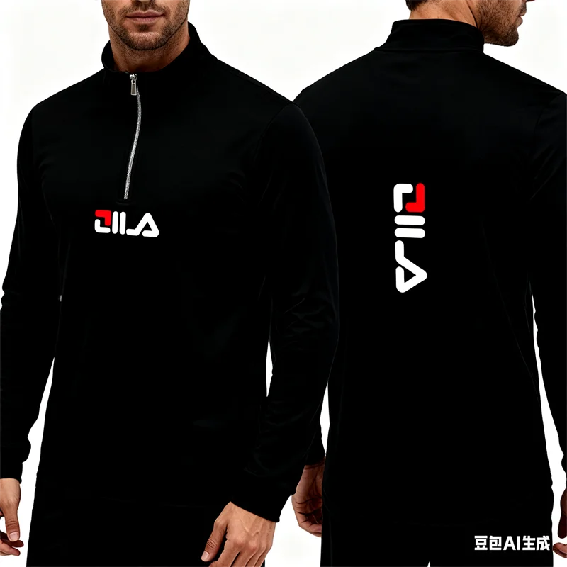 

Men's Half-Zip Stand Collar Shirt Autumn Casual Breathable Long Sleeve Top Business Casual Fashion Loose Men Sweatshirts Clothes