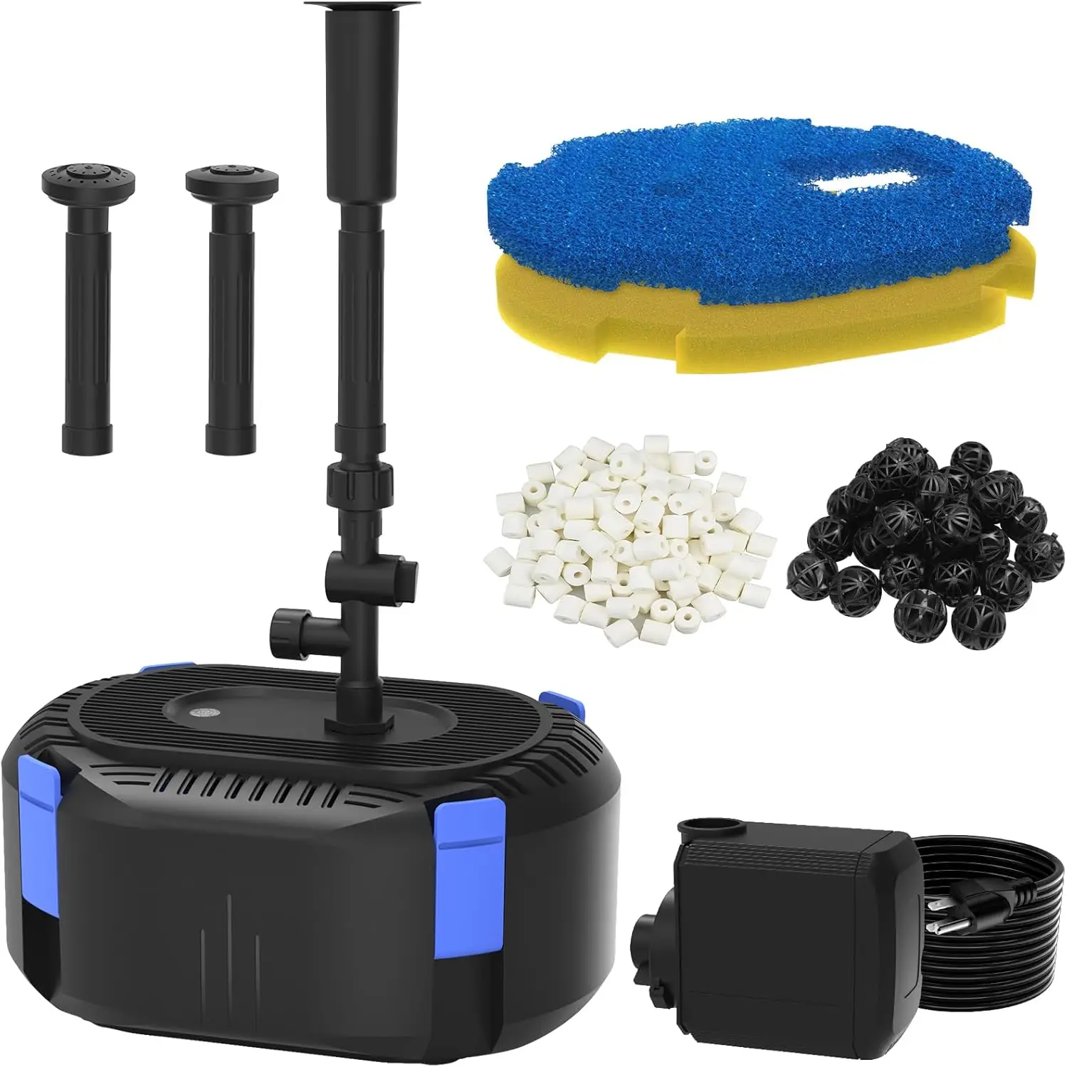 

Универсальный комплект фильтра и фонтана для прудов объемом 200-350 галлонов, насос 400GPH с 3 режимами распыления