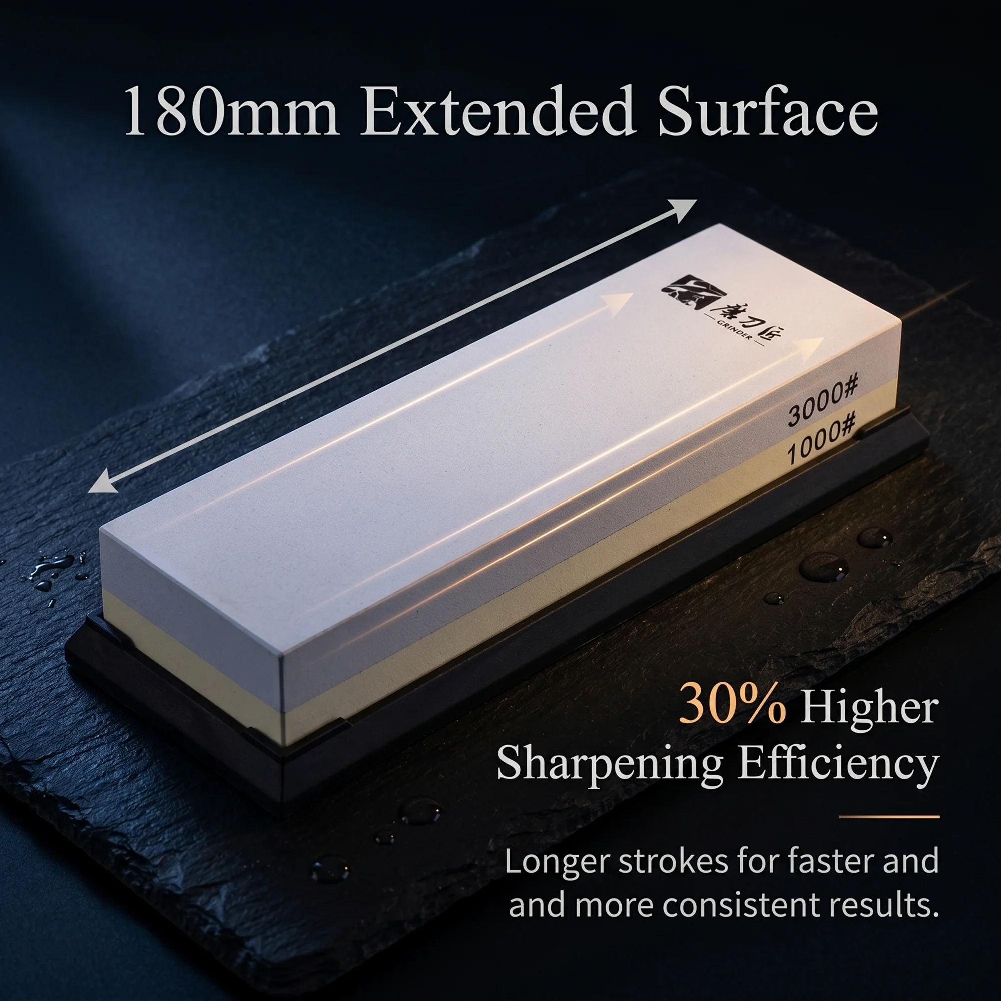 Professional Double Grit Sharpening Stone 1000/3000 Corundum Water Stone 180x60x28mm 558g for Chef Knife Care