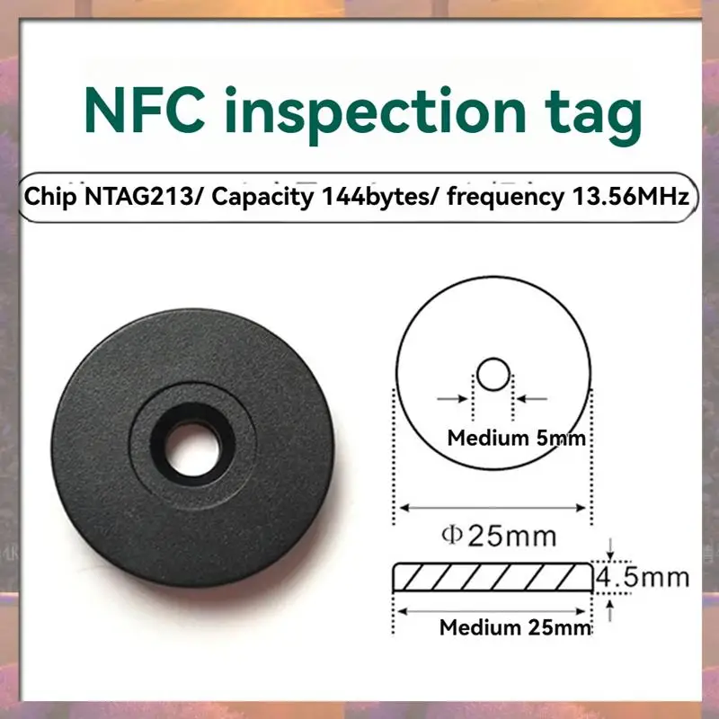 Penjualan Terbaik 5 Buah 25Mm RFID Pos Pemeriksaan Label Tag Penjaga Sistem Patroli Tur Anti-logam NFC 213 Chip 13.56Mhz 144Byte