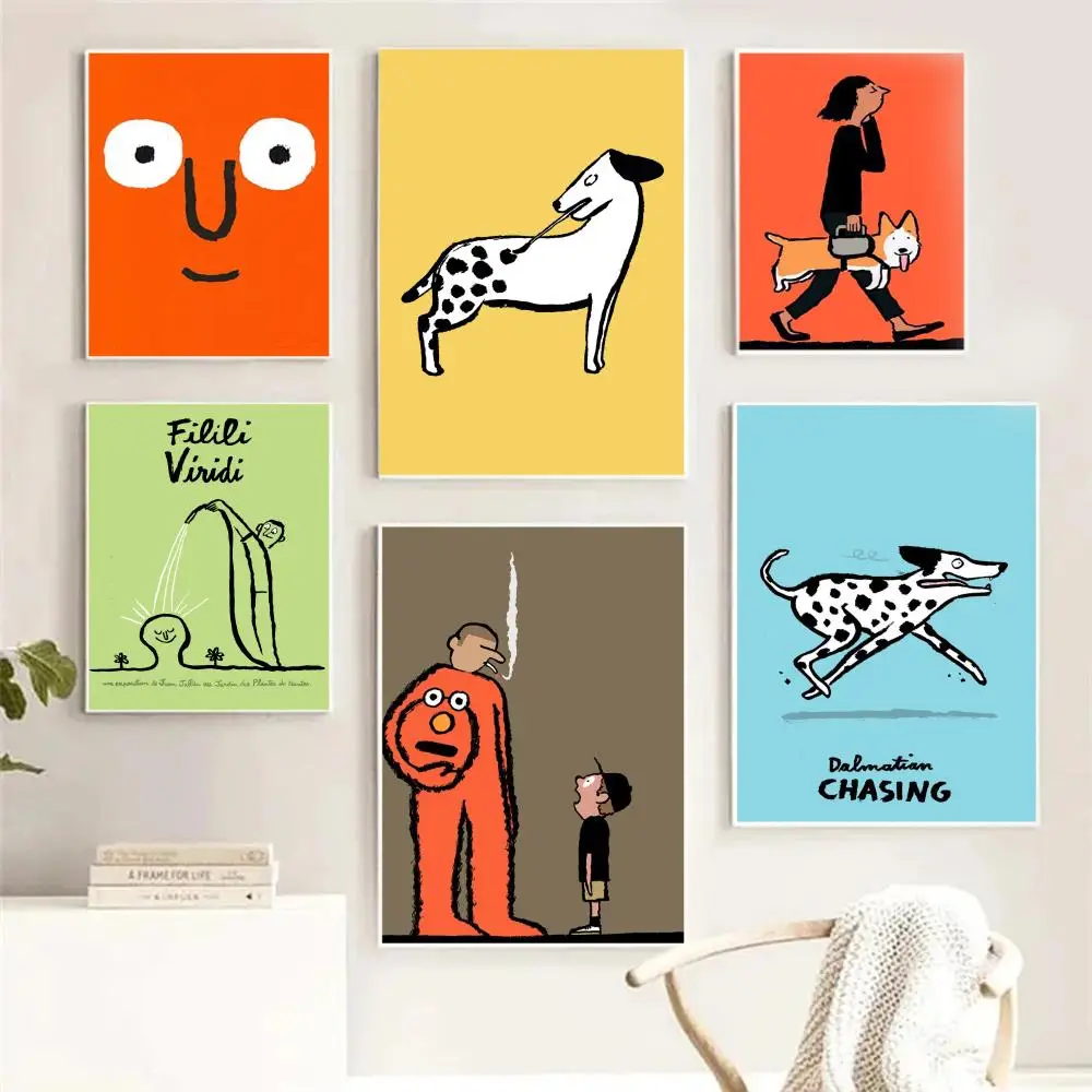 Aesthetic Art J-Jean-Jullien Painting Calligraphy High quality Canvas Wall Art For Office Restaurant Home Decoration Set