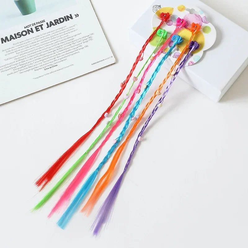 Girls Colorful Wigs Ponytail Hair Ornament Princess Hair Claw Clips Twist Braid Headwear Kids Girls Hair Accessories