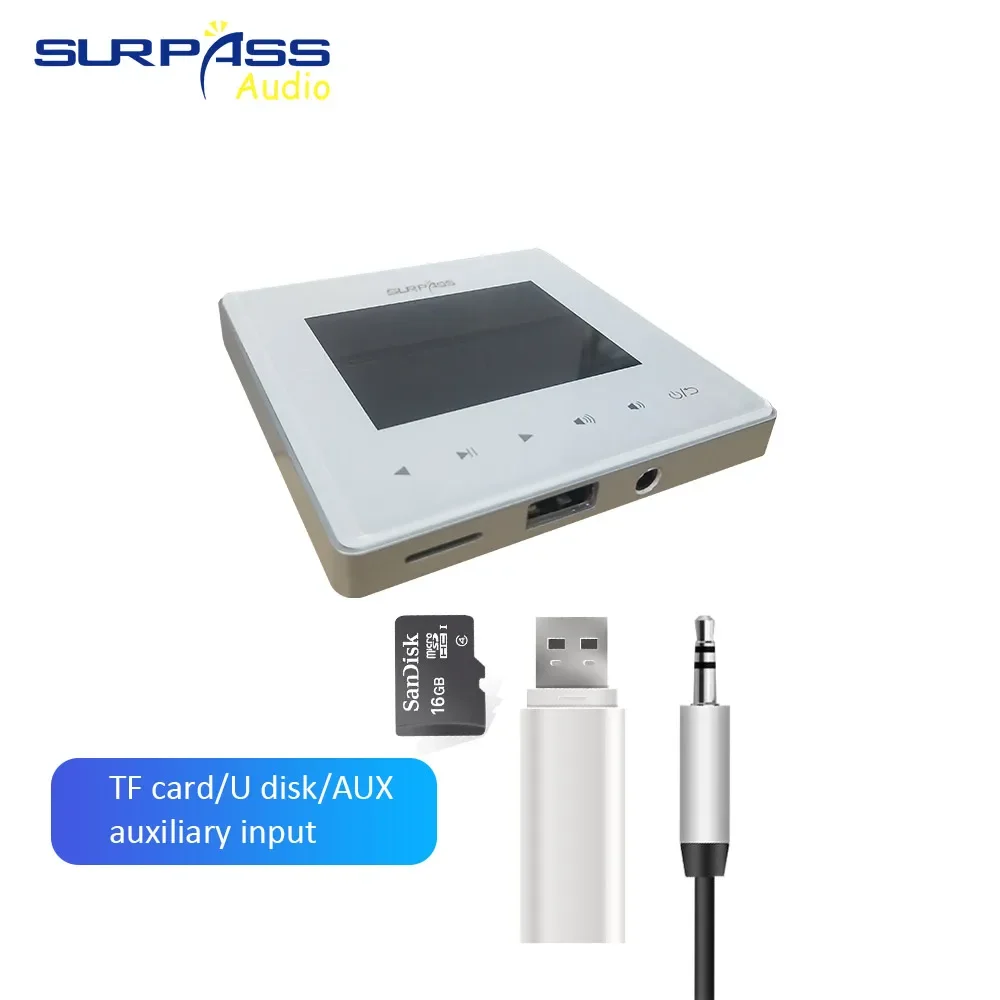 Smart Mini Inwall Touch Key Bluetooth Amplifier Music Controller With 3.5mm Output For Headphone USB,TF,Wireless Remote Control