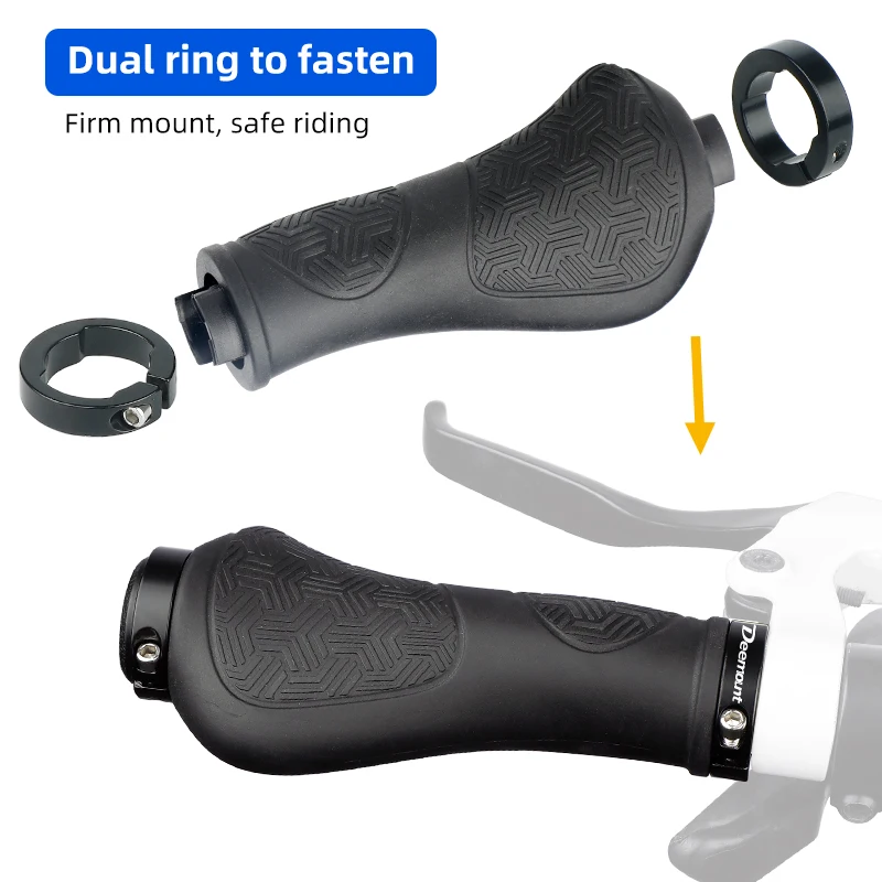 Dual Ring Lock Long Short Handlebar Grips Streamlined MTB Folding Bicycle Hand Rest Scooter Swivel Bar Ends Rubber Casing Sheath