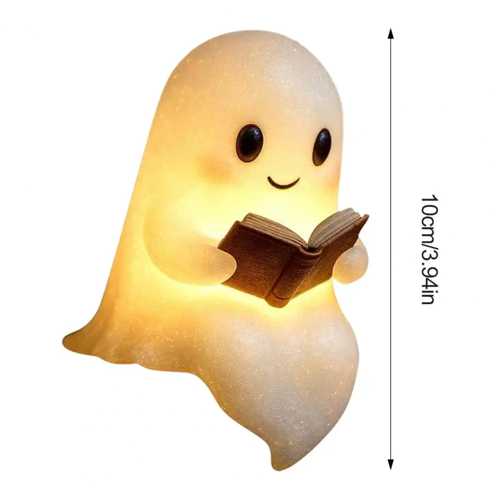 Cute Ghost Reading Lamp Adorable Ghost Night Light for Halloween Decor Book Lovers Cartoon Ghost Bedside Lamp for Reading