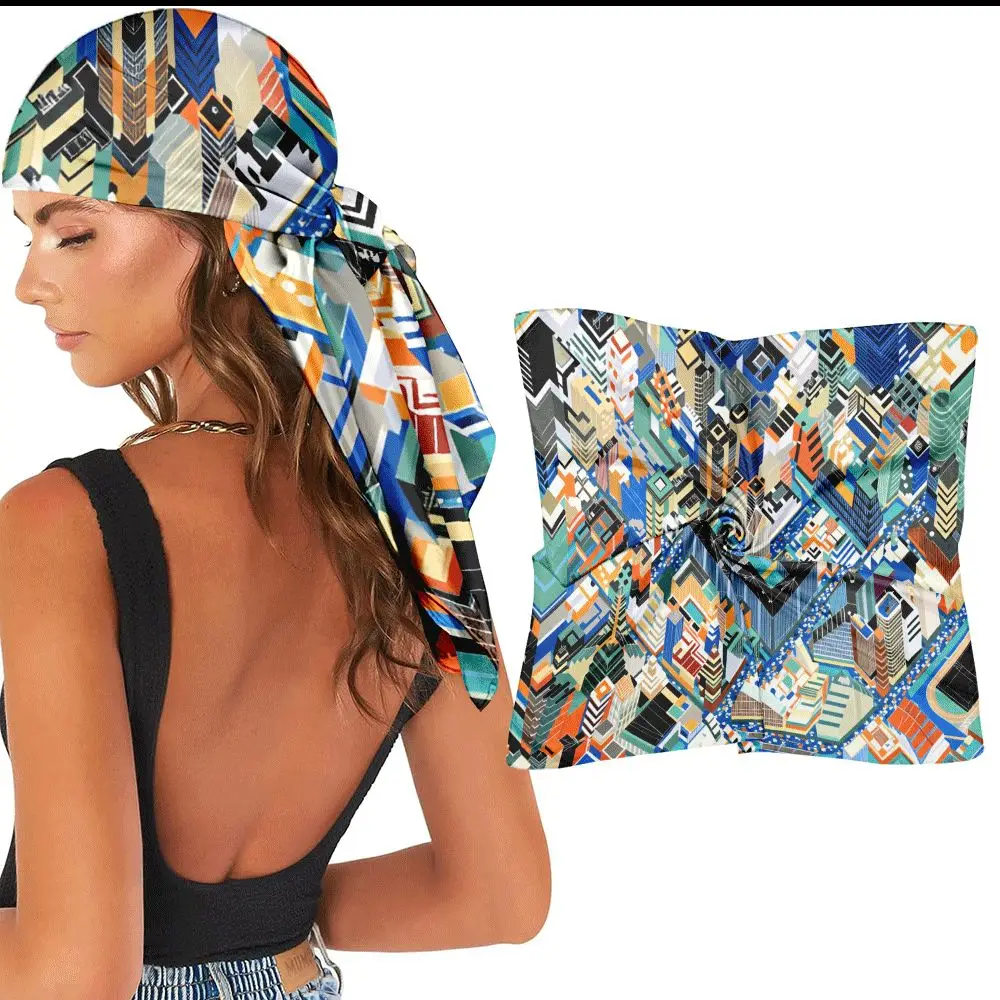 Gradual Change Color Chiffon Scarf, Vintage Style Head Scarf, Summer Sun Protection Shawl, Daily Use and Handbag Strap
