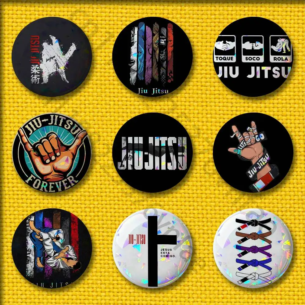 Brazilian Jiu Jitsu BJJ Badges 75mm 25mm 44mm 32mm 58mm Round Pin Brooch Souvenir Clothes Cosplay Gift Accessories