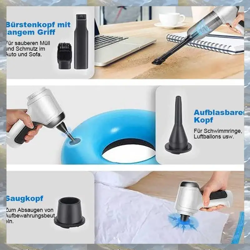 Aspirapolvere per computer 3 in 1 Ventilatore portatile Collettore di polveri d'aria Aspirapolvere per auto ricaricabile Aspirazione ciclonica