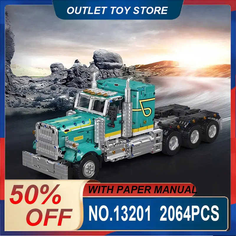 Mould King 13201 Large Vintage US Haulage Truck Building Blocks Bricks, Self-Assembly Set, Exclusive Birthday Collectible Gift