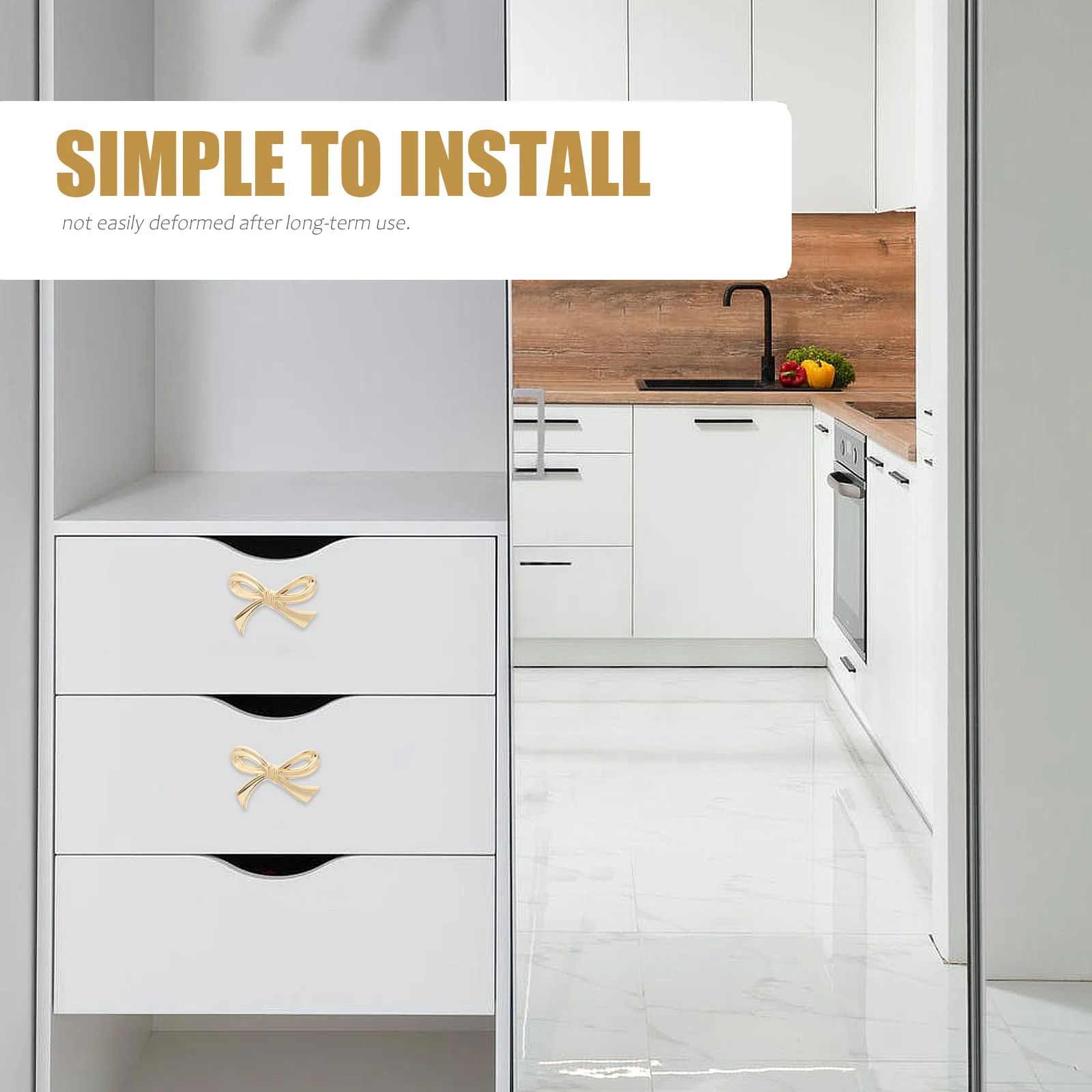 

2Pcs Zinc Alloy Bow Drawer Pulls Decorative Dresser Handles Vintage Single Hole Kitchen Cabinet Knobs Modern Gold Hardware