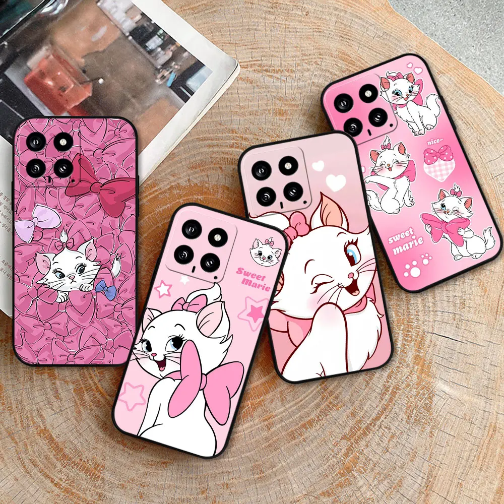 Disney Marie Cat Cute Cat Case For Xiaomi 14C 13C 12 12C 10 10C 9 9C 9A 9T 8 8A 7A A2Plus A1 K60Ultra K40Pro 5G Black Soft Cover