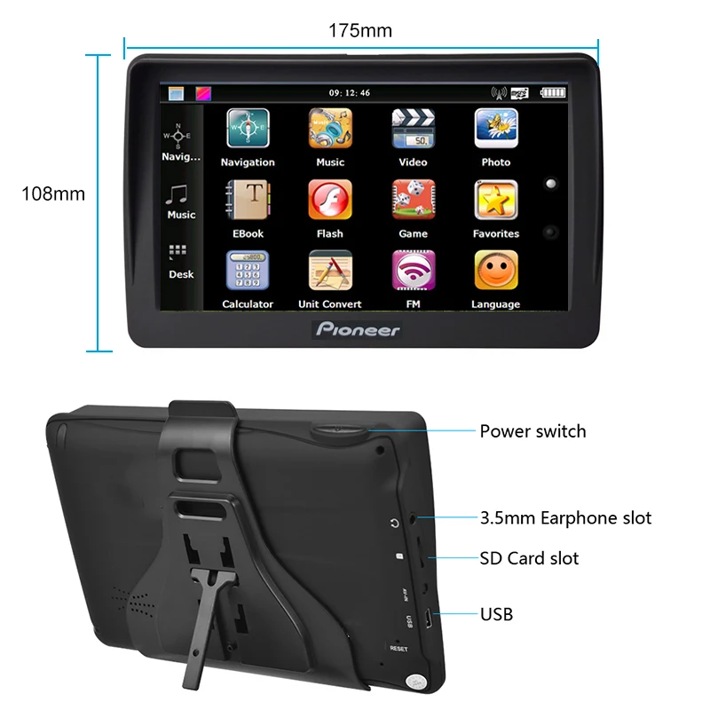 7 inch TFT LCD HD 800*480 truck bluetooth AVIN DDR3 256M 8GB windows CE 6.0 car vehicle GPS Navigation with sunshade