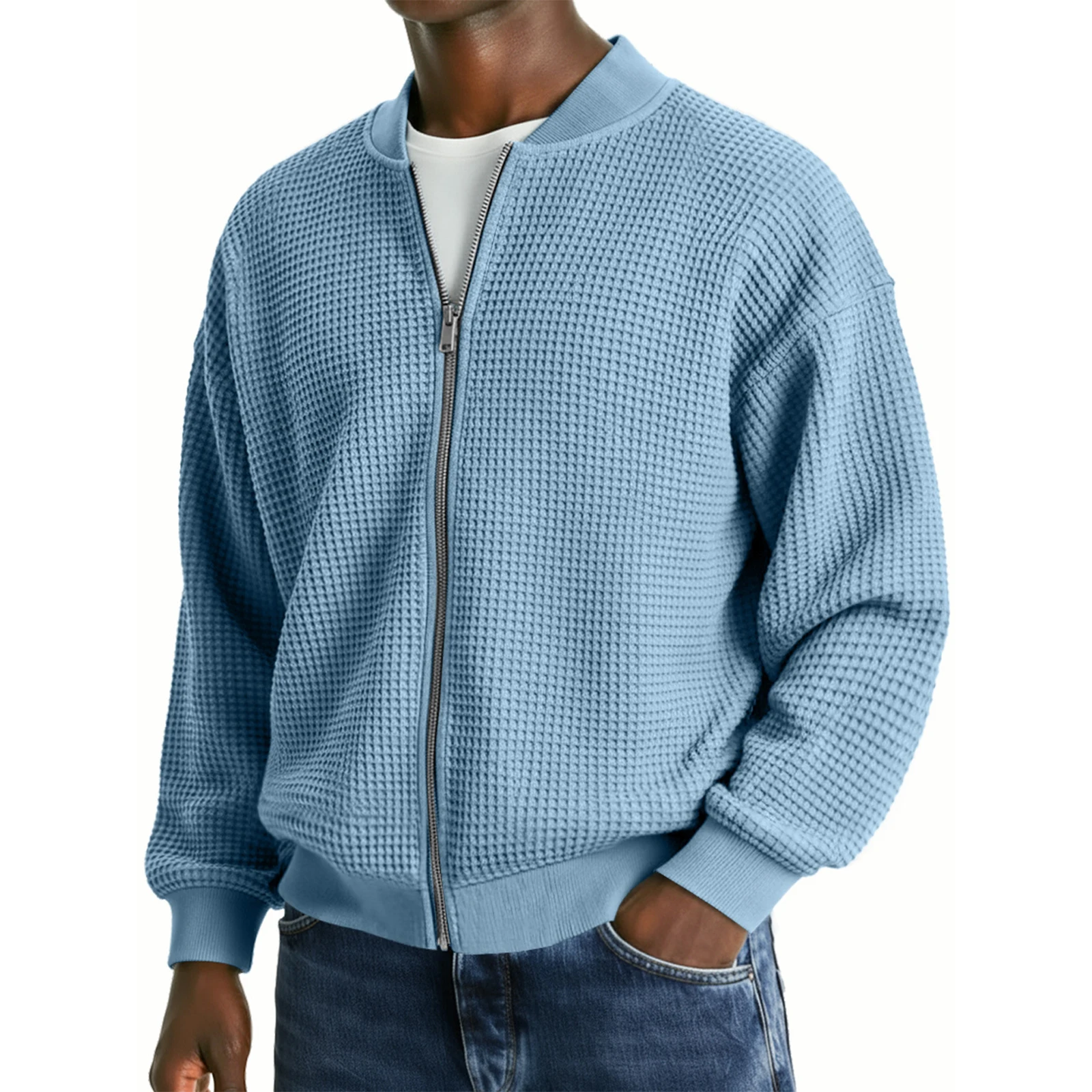 

Men'S Fleece Jacket New Style Spring Thickened Round Neck Waverg Coat Male Streetwear Casual Outerwear Winter Jackets Men Coat