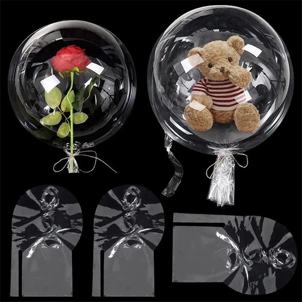 

Wide Neck 20cm Transparent Bubble Balloons Stuffed Bear Not Need Balloon Stuffing Machine Anniversary Birthday Gift Bags Toy