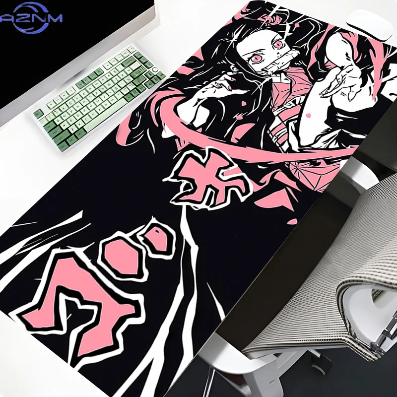 Kawaii Girl Mouse Pad Demon Slayer Kamado Nezuko Large Mousepad Gaming Accessories Non-slip Table Mat Laptop Gamer Anime Deskmat